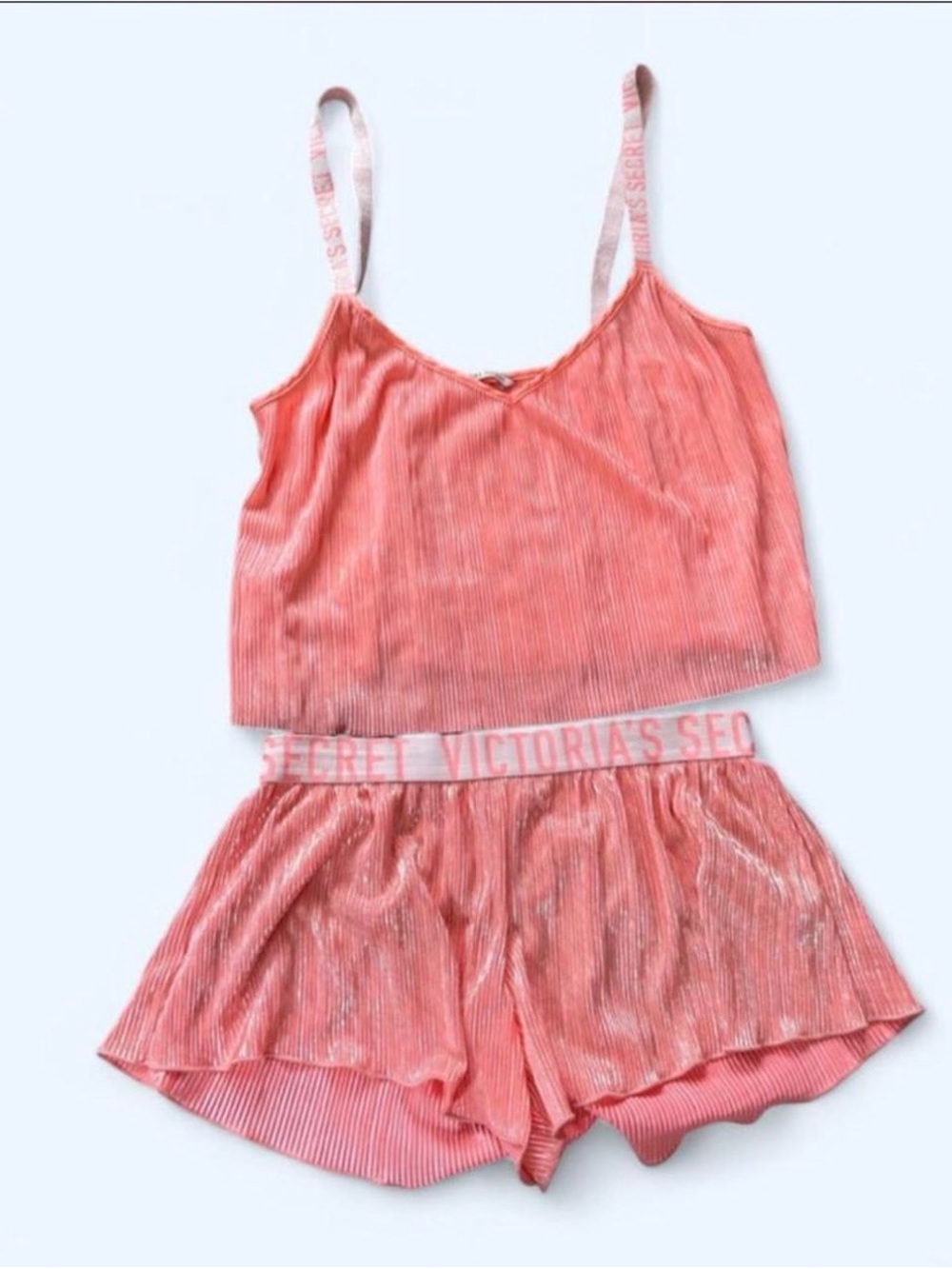 Victoria's Secret Coral Pink Velvet Camisole & Shorts Set